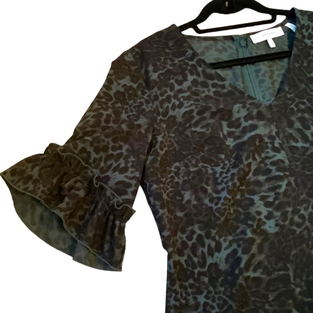 LARK & RO Dress Green and Black leopard print.